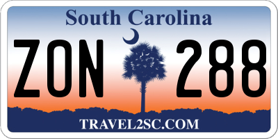 SC license plate ZON288