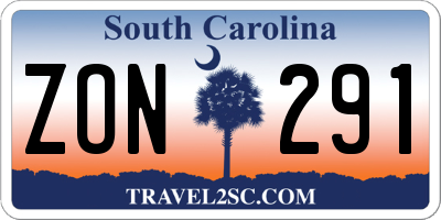 SC license plate ZON291