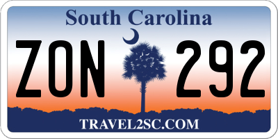 SC license plate ZON292