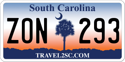 SC license plate ZON293