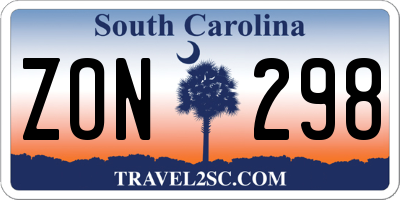 SC license plate ZON298