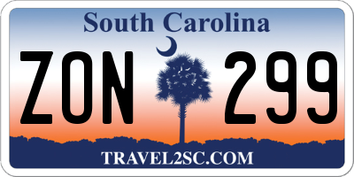 SC license plate ZON299