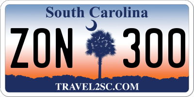 SC license plate ZON300