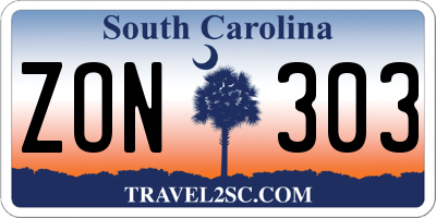 SC license plate ZON303