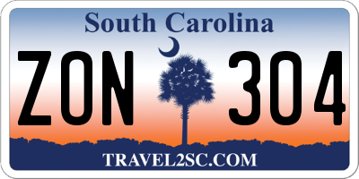 SC license plate ZON304