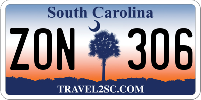 SC license plate ZON306