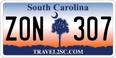 SC license plate ZON307