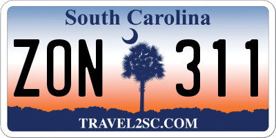 SC license plate ZON311
