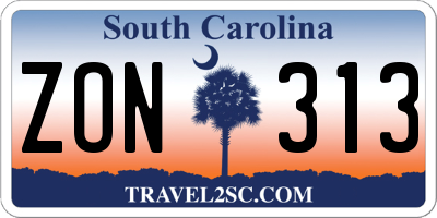 SC license plate ZON313