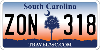 SC license plate ZON318