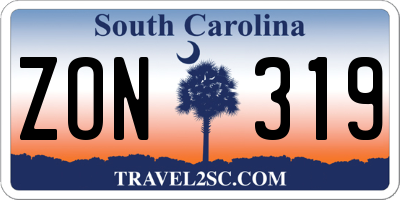 SC license plate ZON319