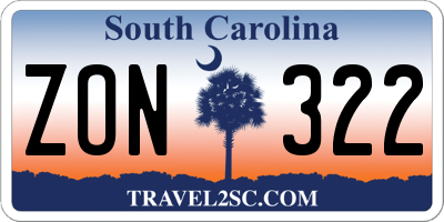 SC license plate ZON322