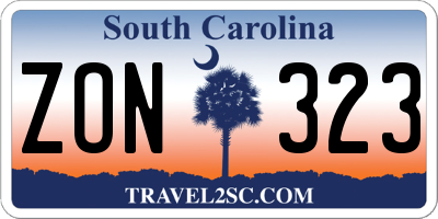 SC license plate ZON323