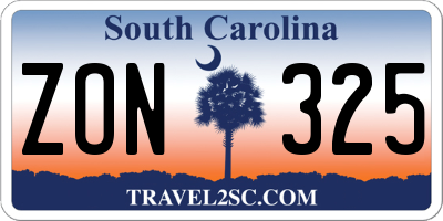 SC license plate ZON325