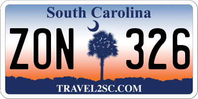 SC license plate ZON326