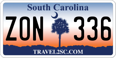 SC license plate ZON336
