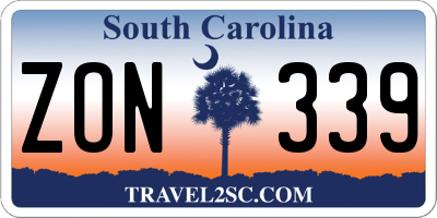 SC license plate ZON339