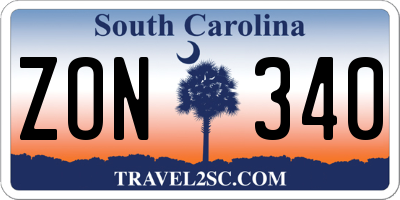 SC license plate ZON340