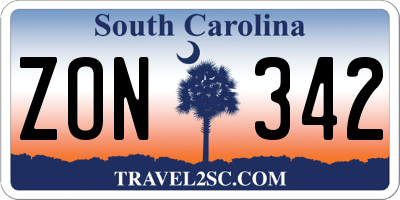 SC license plate ZON342