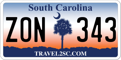 SC license plate ZON343
