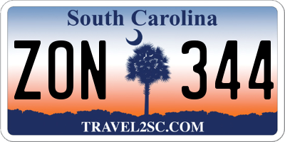 SC license plate ZON344