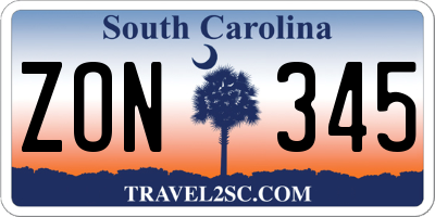 SC license plate ZON345