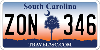 SC license plate ZON346