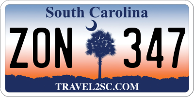 SC license plate ZON347