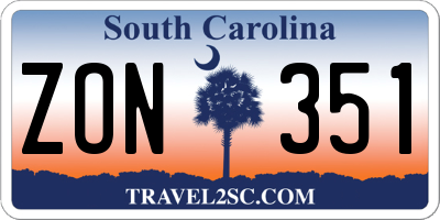 SC license plate ZON351