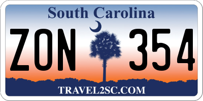 SC license plate ZON354