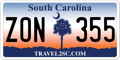 SC license plate ZON355