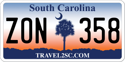 SC license plate ZON358