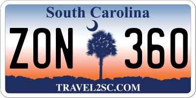 SC license plate ZON360