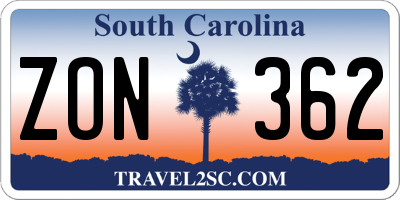 SC license plate ZON362