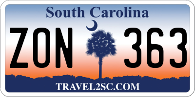 SC license plate ZON363