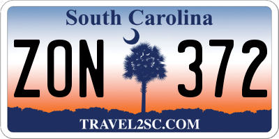 SC license plate ZON372