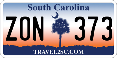 SC license plate ZON373