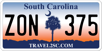 SC license plate ZON375