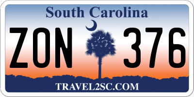 SC license plate ZON376