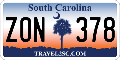 SC license plate ZON378