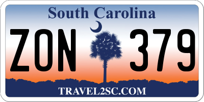 SC license plate ZON379