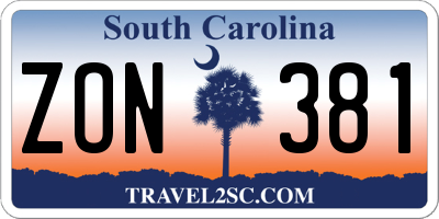 SC license plate ZON381