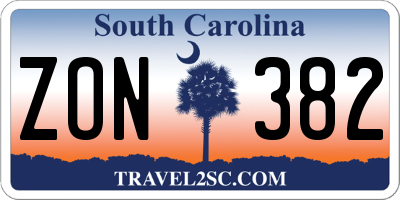 SC license plate ZON382