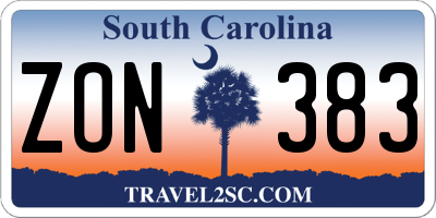 SC license plate ZON383