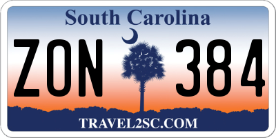 SC license plate ZON384