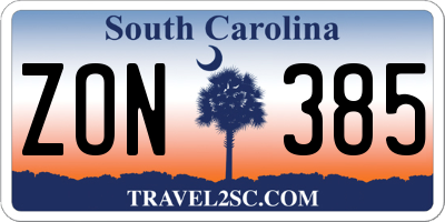 SC license plate ZON385