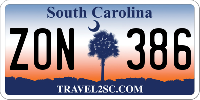 SC license plate ZON386