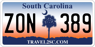 SC license plate ZON389