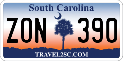 SC license plate ZON390