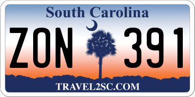 SC license plate ZON391